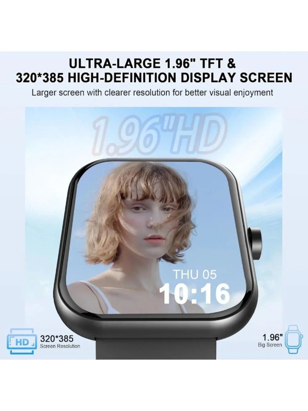 HD Smart Watch for Men & Women - Make/Receive Calls, 1.96” Touchscreen, 2026